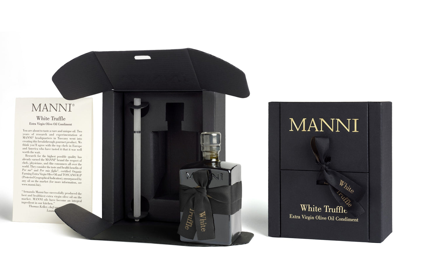 OUR BEST BUY 1 + 1 = 5% OFF - MANNI White Truffle Extra Virgin Olive Oil Condiment 2 Bottles – 60 mL / 2 fl. oz each