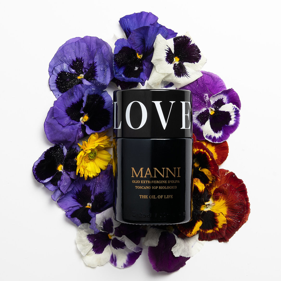 OUR BEST BUY 1 + 1 = 5% OFF - MANNI White Truffle Extra Virgin Olive Oil Condiment AND The Oil Of Life LOVE cap - 1 Bottle – 60 mL / 2 fl. oz + 1 bottle 250 ML/8.5 fl oz