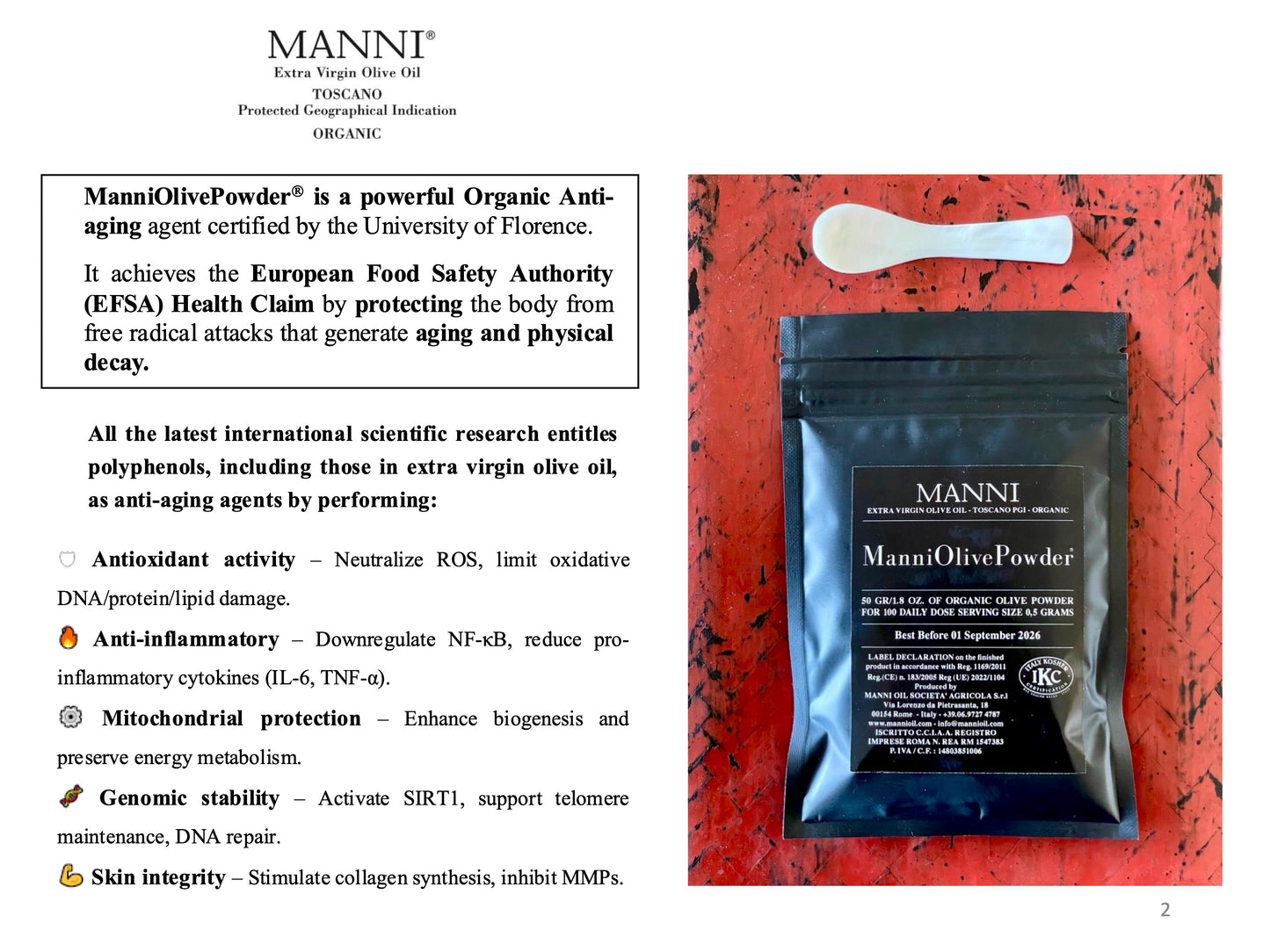 
                  
                    ManniOlivePowder® (50 gr/1,8 oz) - The skin of an olive doesn't wrinkle, why should yours?
                  
                