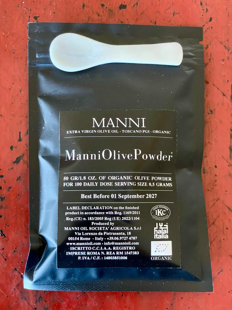 
                  
                    ManniOlivePowder® (50 gr/1,8 oz) - The skin of an olive doesn't wrinkle, why should yours?
                  
                