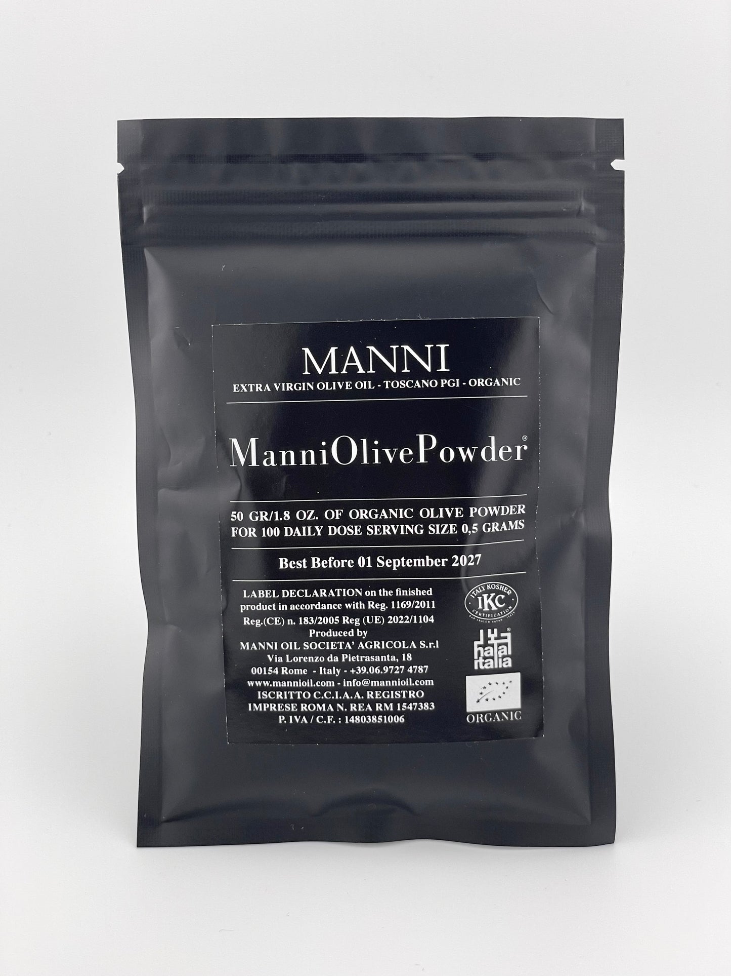 
                  
                    ManniOlivePowder® (50 gr/1,8 oz) - The skin of an olive doesn't wrinkle, why should yours?
                  
                