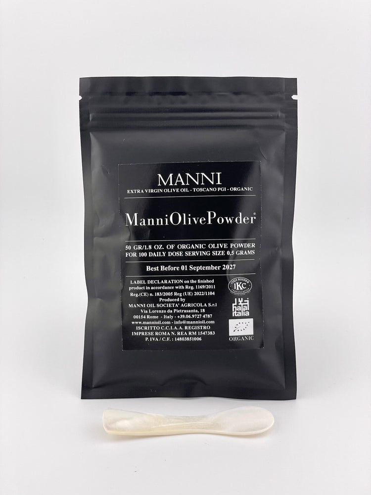
                  
                    ManniOlivePowder® (50 gr/1,8 oz) - The skin of an olive doesn't wrinkle, why should yours?
                  
                