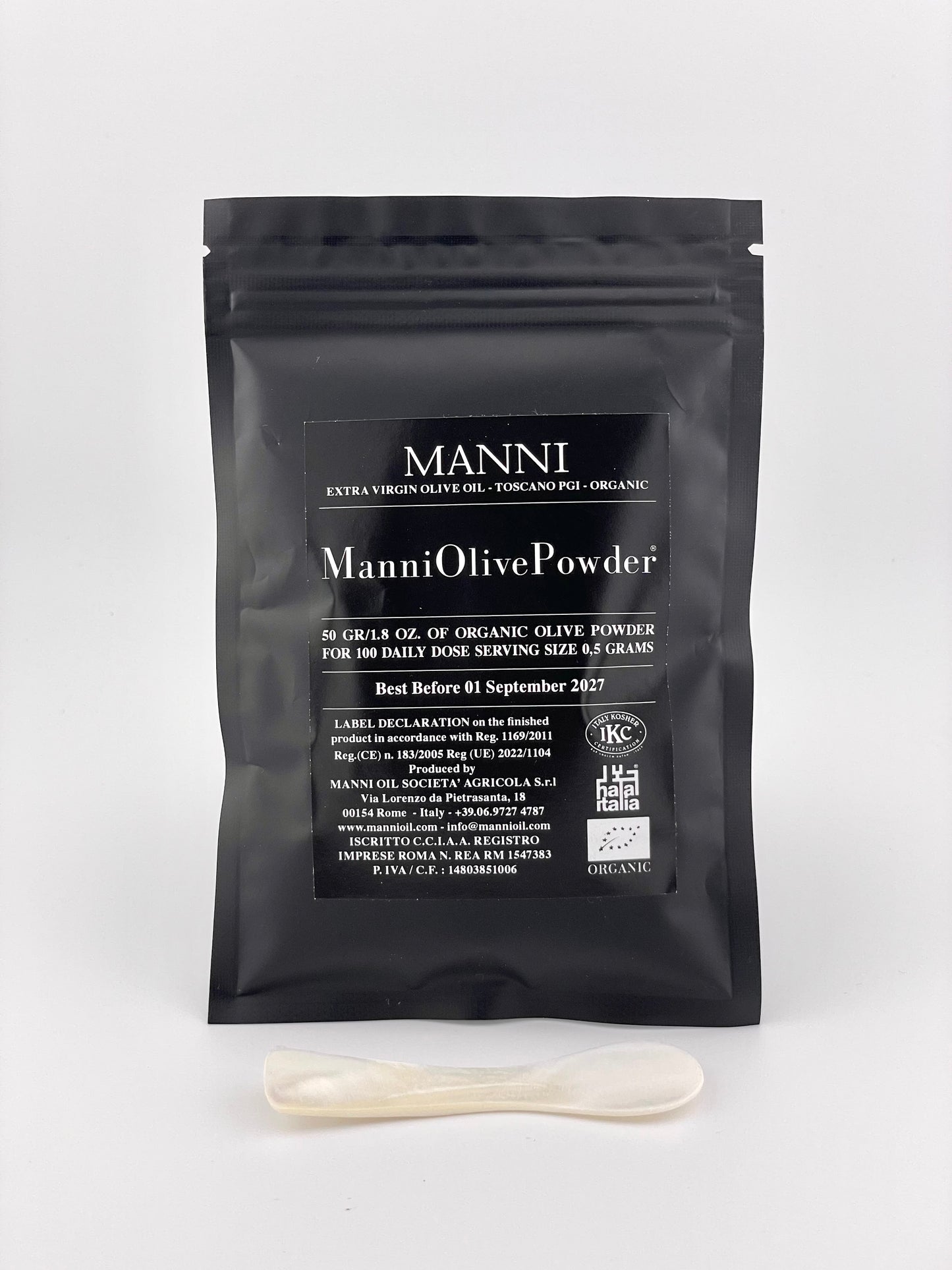 
                  
                    ManniOlivePowder® (50 gr/1,8 oz) - The skin of an olive doesn't wrinkle, why should yours?
                  
                