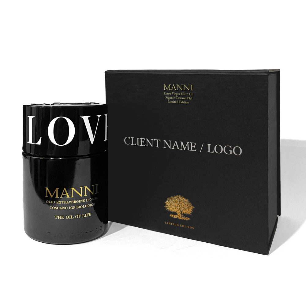 PERSONALIZED Luxury Box with your name and a message printed on the inside.  The Oil of Life: Organic Extra Virgin Olive Oil – LOVE cap or OLIVE cap - 1 bottle 250 ML/8.5 fl oz.